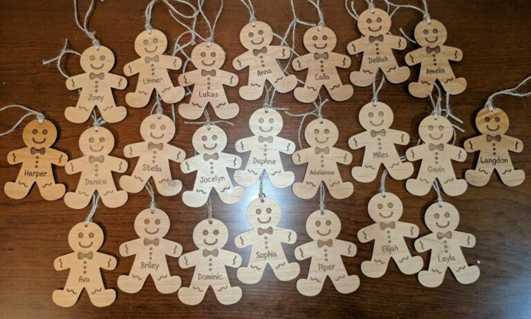 Custom Engraved Wooden Gingerbread Christmas Ornaments